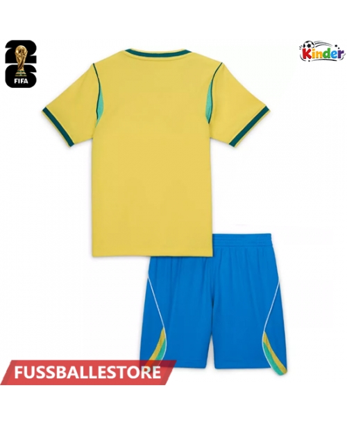 Günstige Brasilien Heimtrikotsatz Kinder WM 2026 Kurzarm (+ Kurze Hosen)